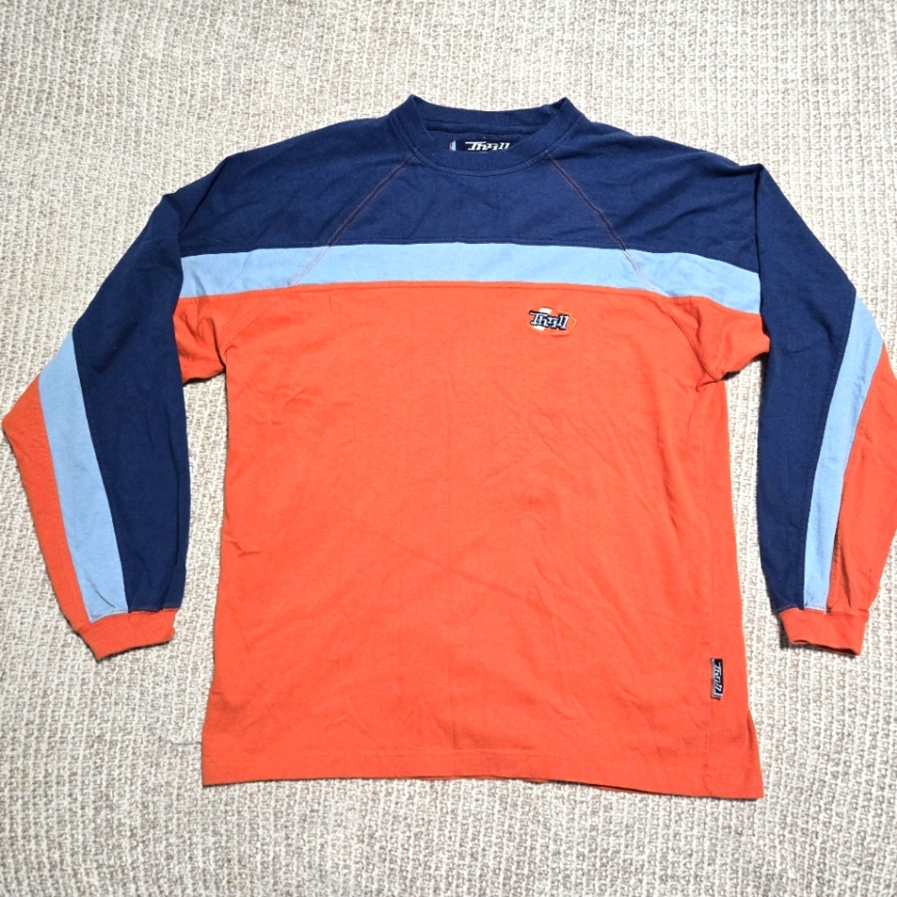 Thrill Orange and Blue Long Sleeve Shirt Men's Size Large